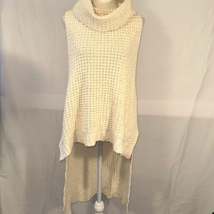 Free People cotton, cowl neck, asymmetrical sweater, size m, great condition
